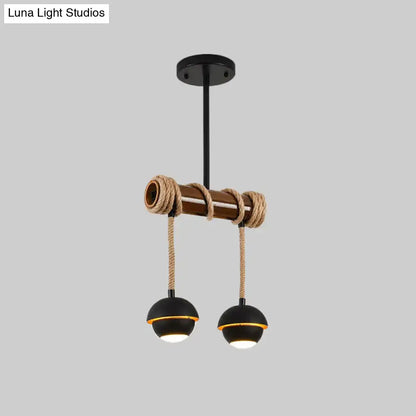 Rustic industrial linear island chandelier – kitchen bamboo pendant