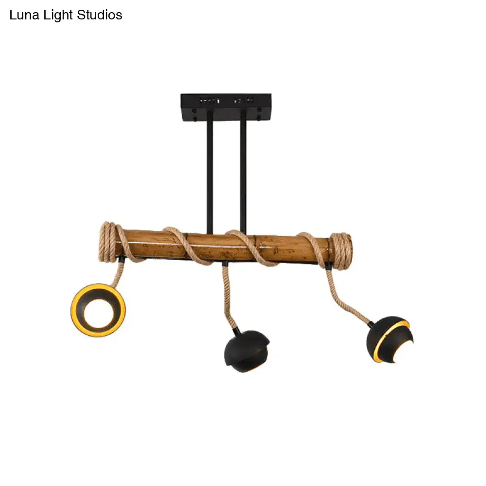 Rustic industrial linear island chandelier – kitchen bamboo pendant