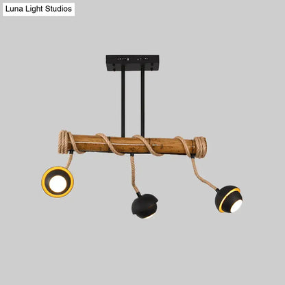 Rustic industrial linear island chandelier – kitchen bamboo pendant