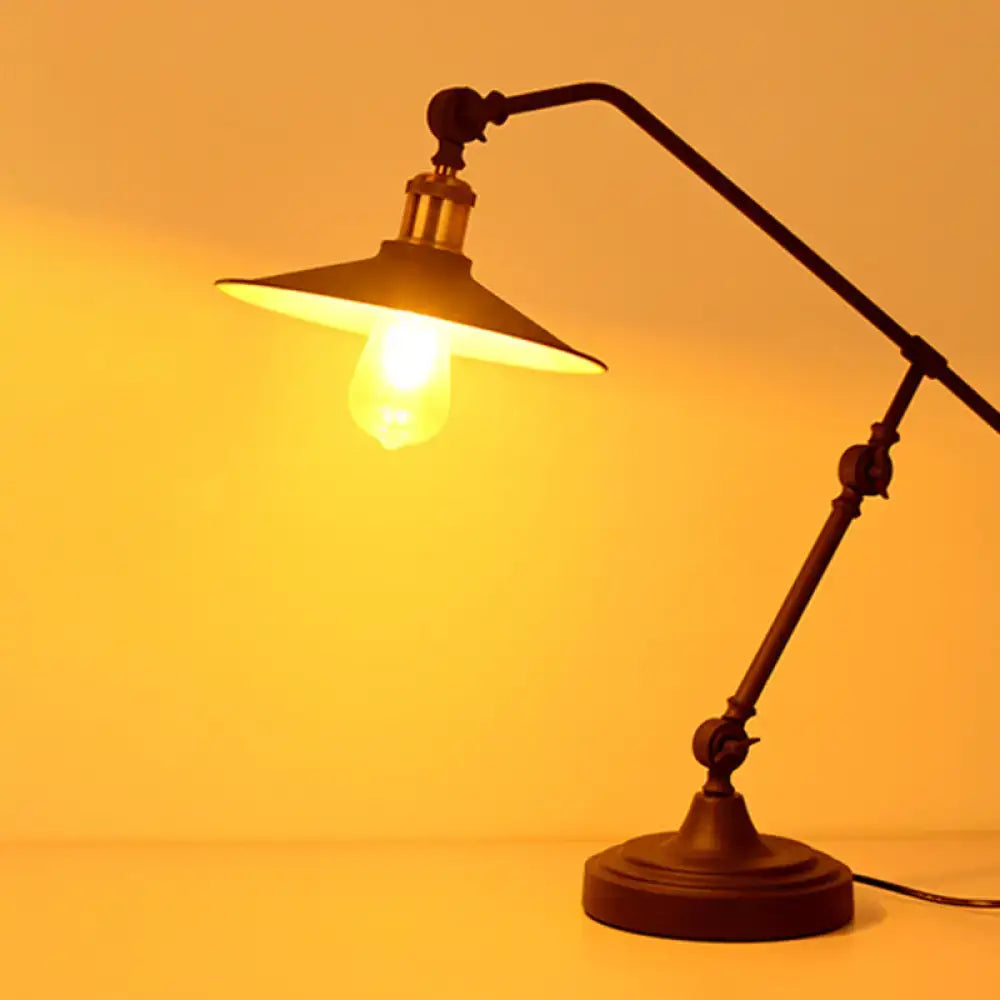 Industrial matte black metal table lamp bedroom reading light