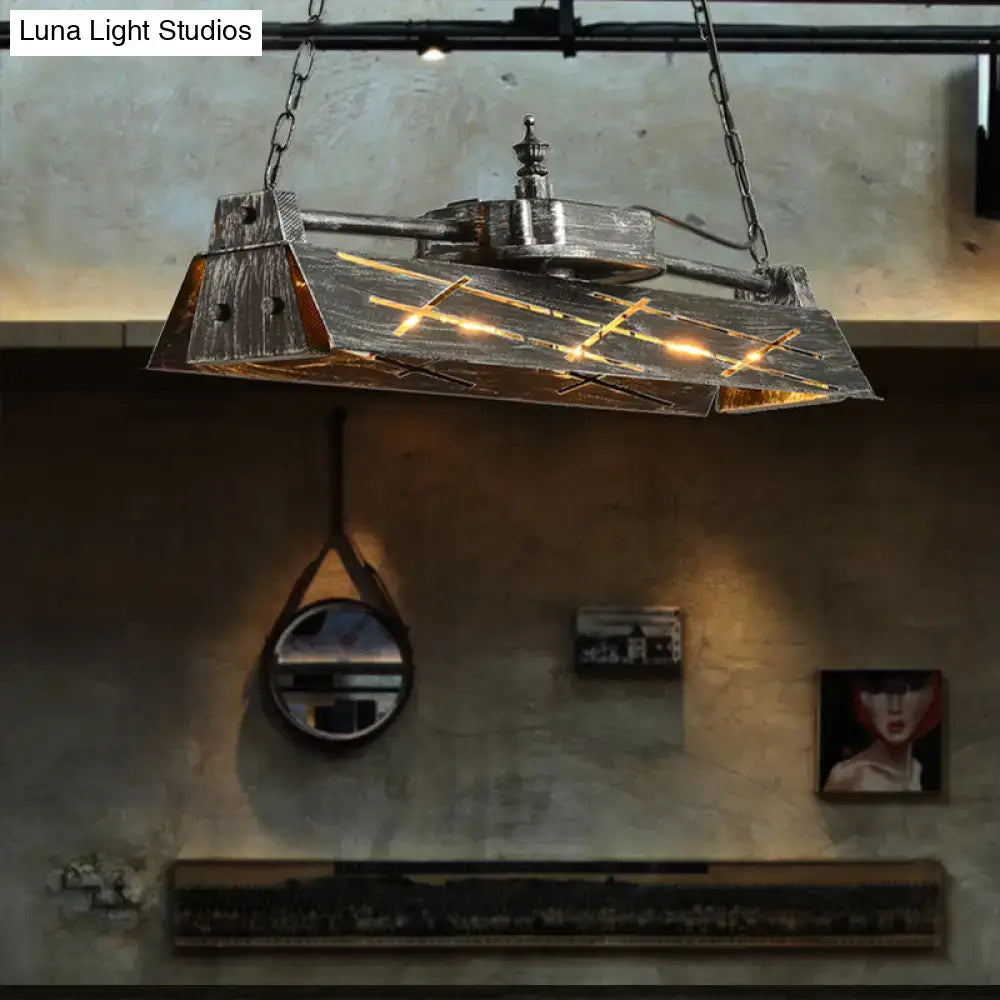 industrial metal 4-light hollow pendant for dining room