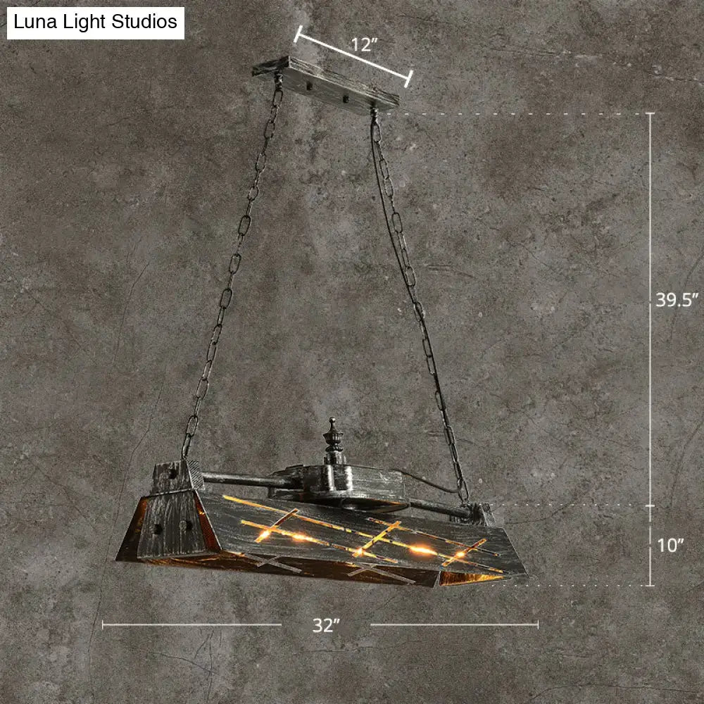 industrial metal 4-light hollow pendant for dining room
