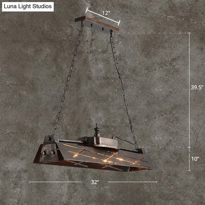 industrial metal 4-light hollow pendant for dining room