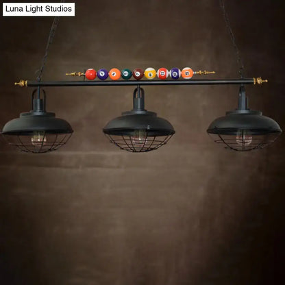 Industrial style black metal island light kitchen bowl shade