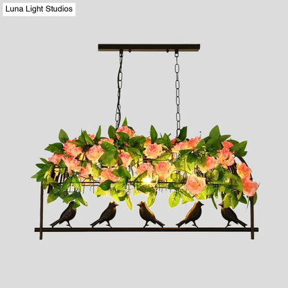 Industrial metal birdcage flower dining room pendant light