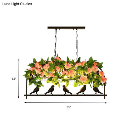 Industrial metal birdcage flower dining room pendant light
