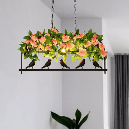 Industrial metal birdcage flower dining room pendant light
