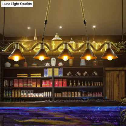 Industrial metal hemp rope pendant – kitchen island 3-light bistro