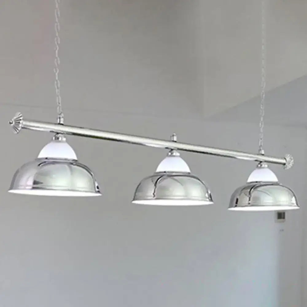 Industrial brass metal mirrored bowl pendant light – billiard room