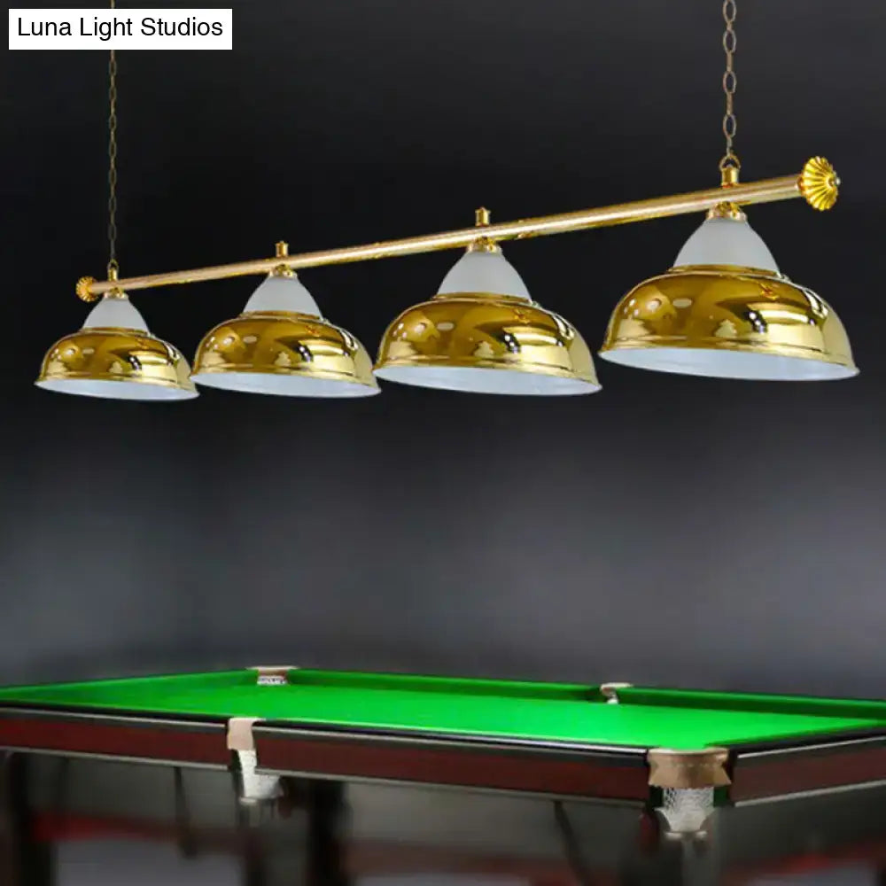 Industrial brass metal mirrored bowl pendant light – billiard room