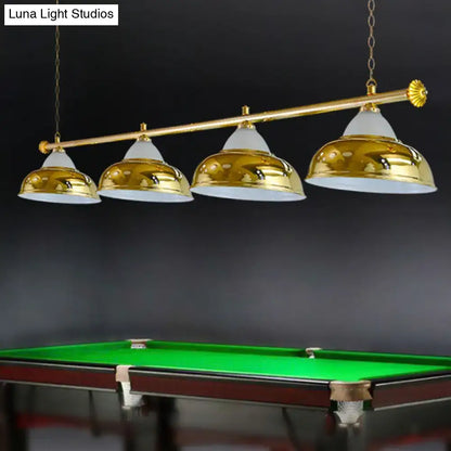 Industrial brass metal mirrored bowl pendant light – billiard room