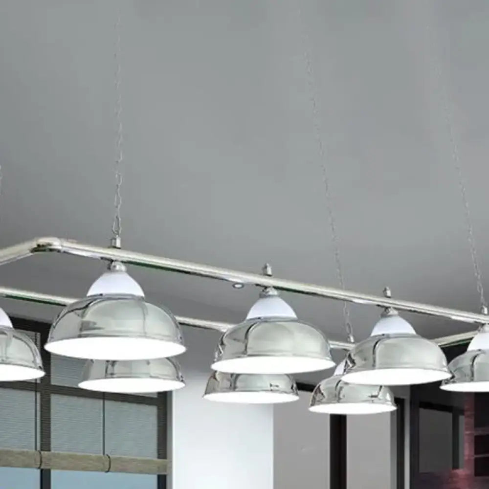 Industrial brass metal mirrored bowl pendant light – billiard room