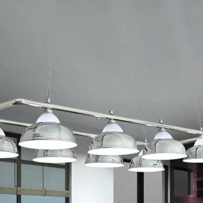 Industrial brass metal mirrored bowl pendant light – billiard room