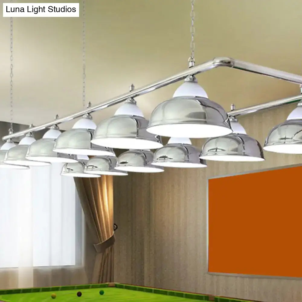 Industrial brass metal mirrored bowl pendant light – billiard room