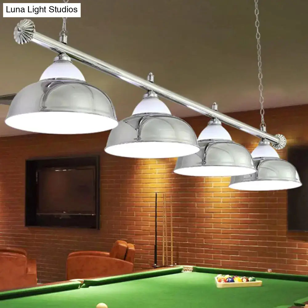 Industrial brass metal mirrored bowl pendant light – billiard room