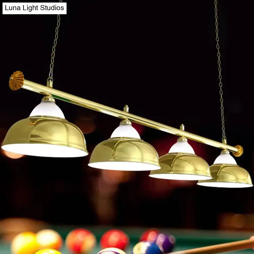 Industrial brass metal mirrored bowl pendant light – billiard room
