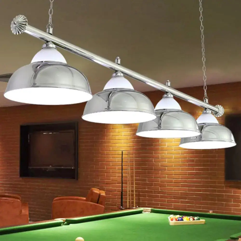 Industrial brass metal mirrored bowl pendant light – billiard room