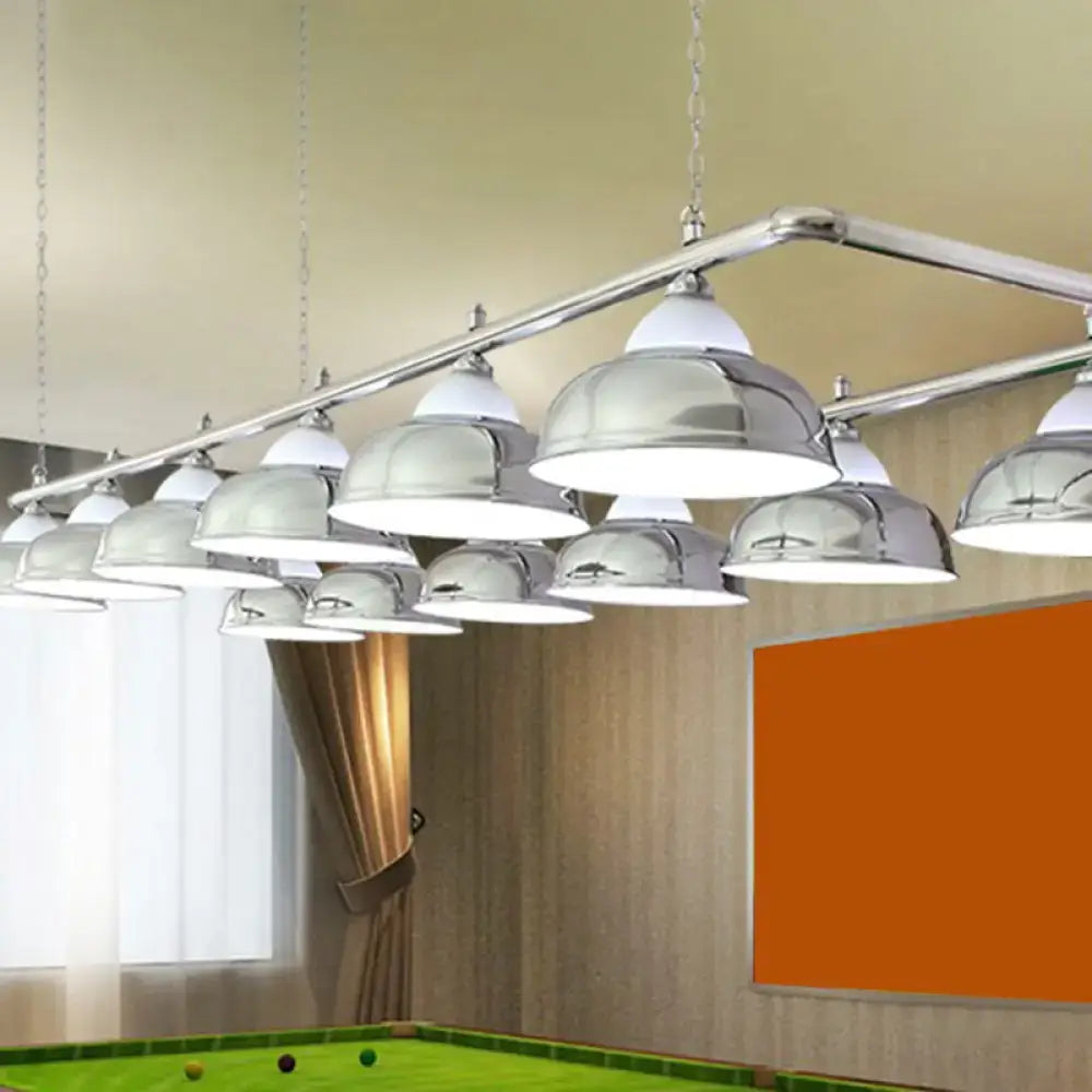 Industrial brass metal mirrored bowl pendant light – billiard room