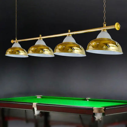 Industrial brass metal mirrored bowl pendant light – billiard room