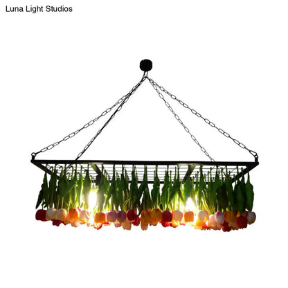 Industrial metal green tulip led hanging light – dining room
