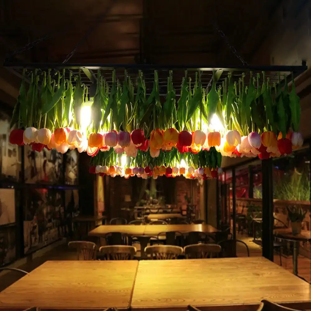 Industrial metal green tulip led hanging light – dining room