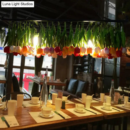 Industrial metal green tulip led hanging light – dining room