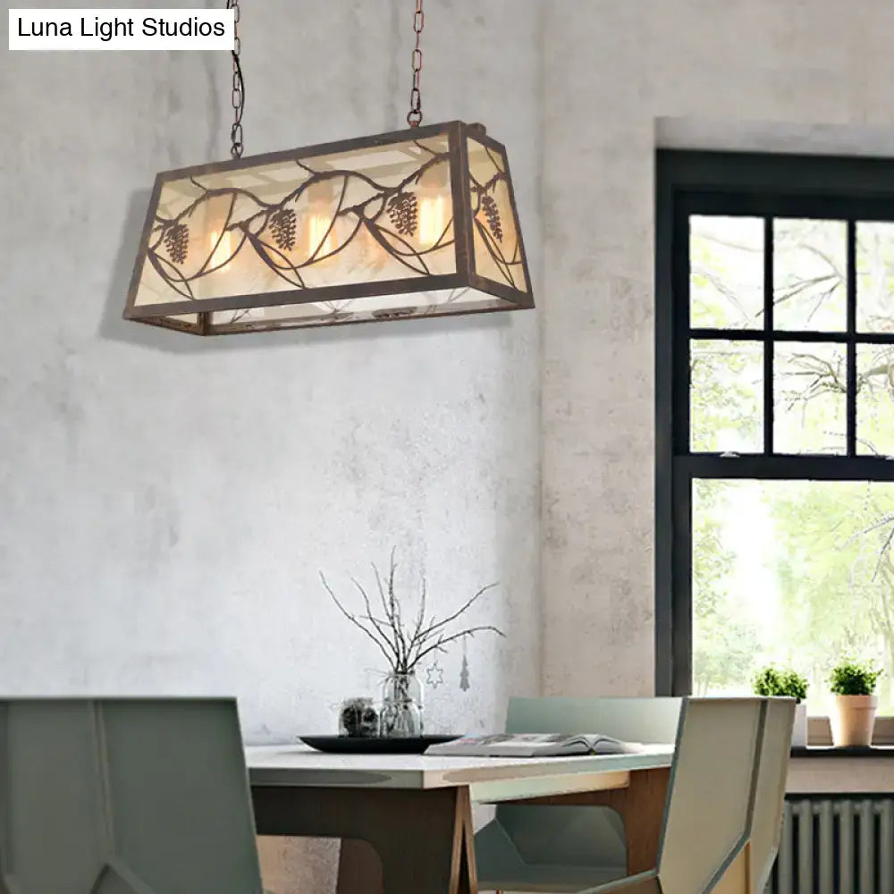 Rustic bronze pinecone rectangle shade island light dining room e26
