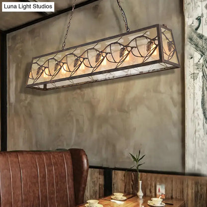 Rustic bronze pinecone rectangle shade island light dining room e26