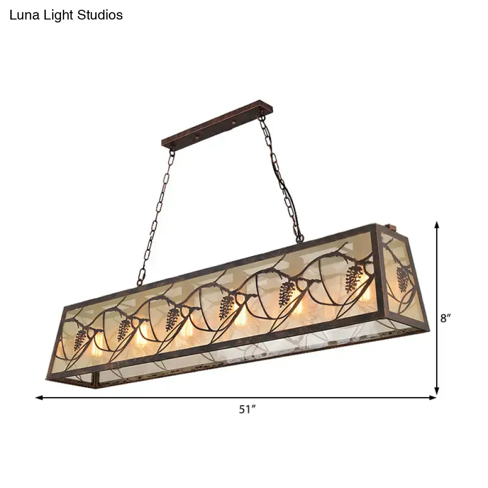 Rustic bronze pinecone rectangle shade island light dining room e26