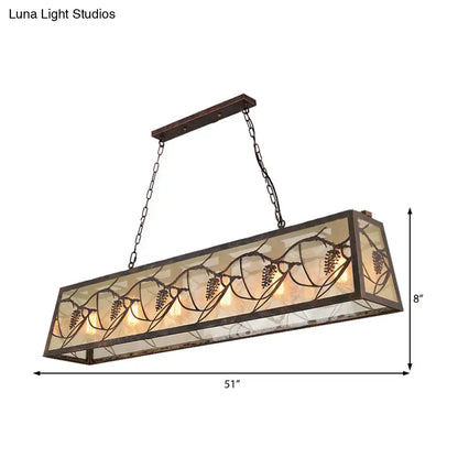 Rustic bronze pinecone rectangle shade island light dining room e26