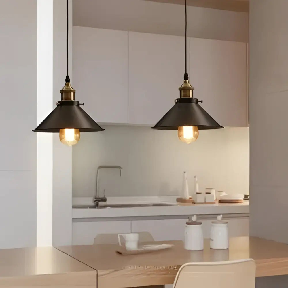 Industrial black & brass pendant light kitchen industrial pendant
