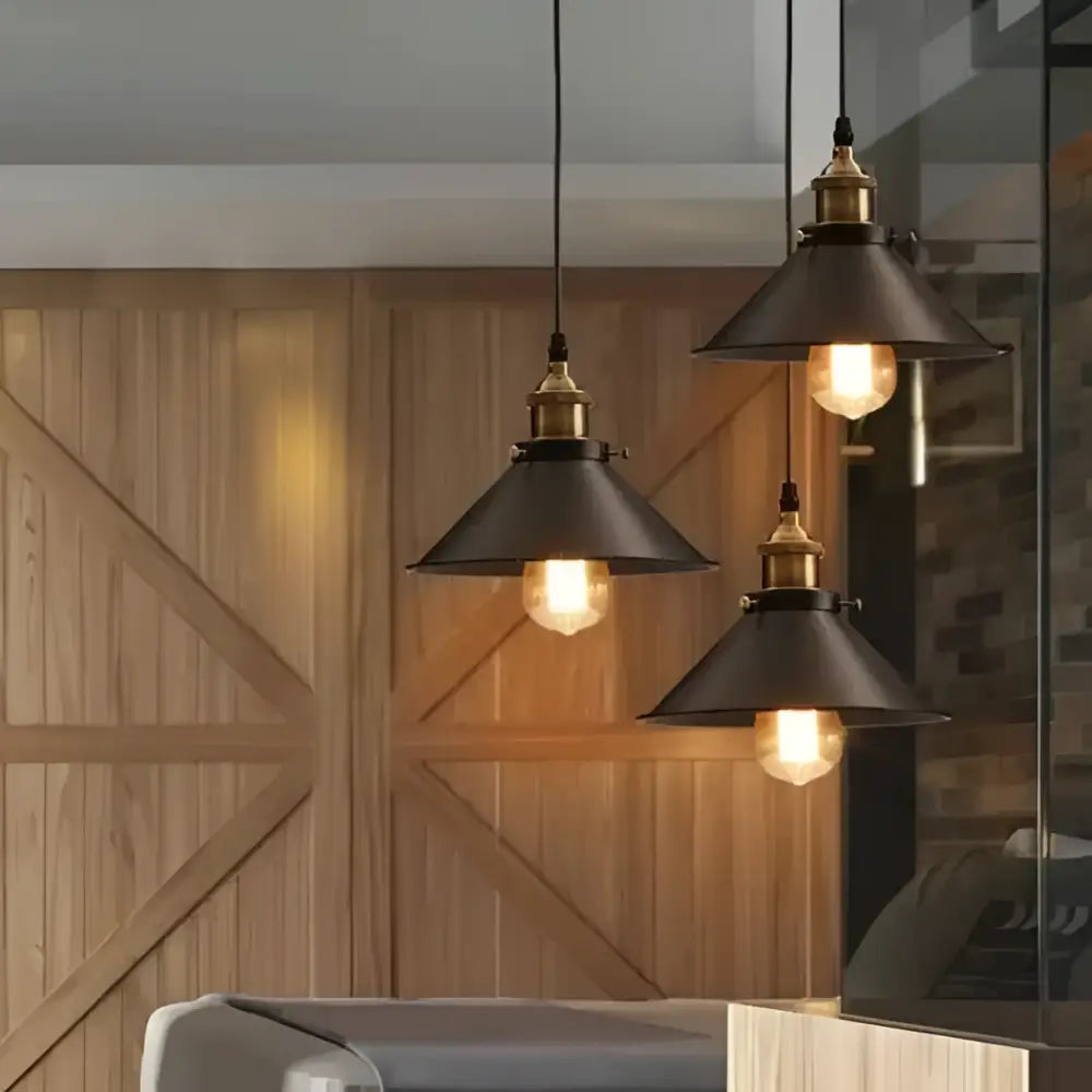 Industrial black & brass pendant light kitchen industrial pendant