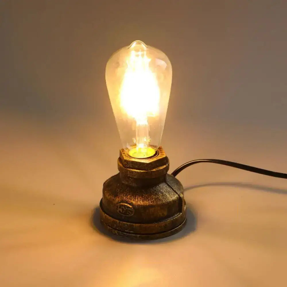 Industrial bronze pipe table lamp bedroom 110v-120v edison light