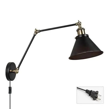 Industrial black & brass wall sconce bedroom alaine plug light