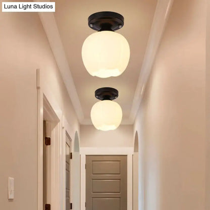 Industrial bronze and black opal glass ceiling light corridor fixture