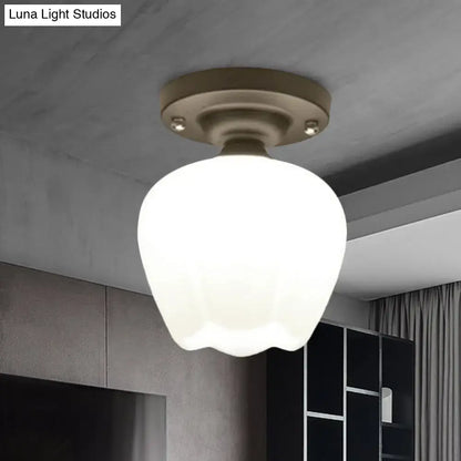 Industrial bronze and black opal glass ceiling light corridor fixture