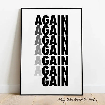 Minimalist black & white inspirational discipline art set living room