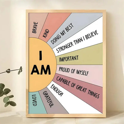 Minimalist colorful book stack quote poster office wall art
