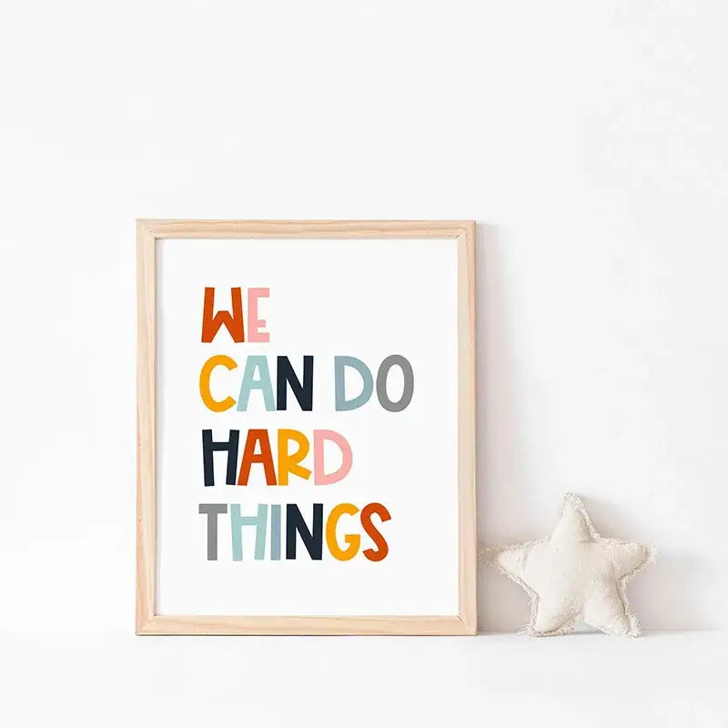Minimalist colorful book stack quote poster office wall art