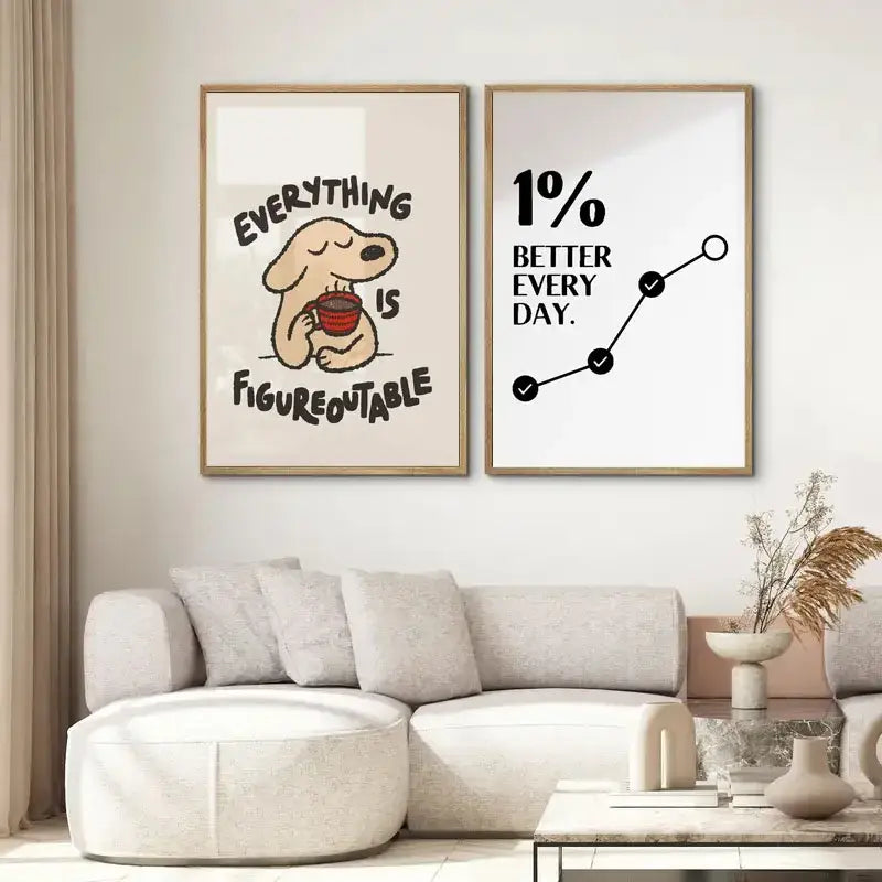 Minimalist colorful book stack quote poster office wall art