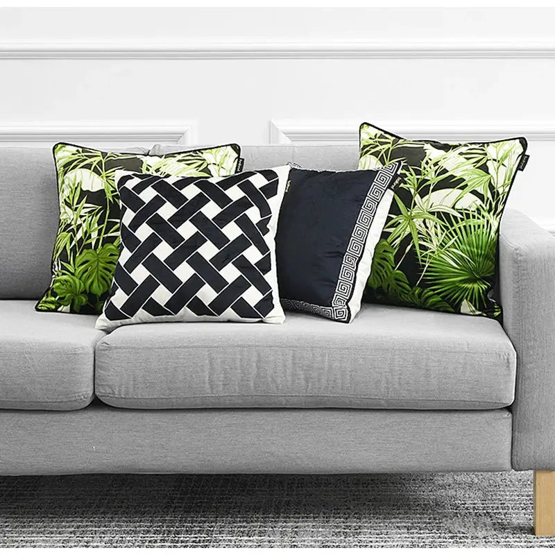 intersecting geometric navy & white cushion cover living room