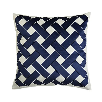 intersecting geometric navy & white cushion cover living room