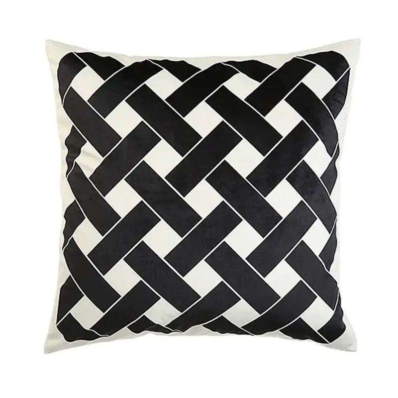 intersecting geometric navy & white cushion cover living room