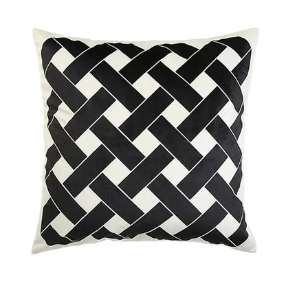 intersecting geometric navy & white cushion cover living room