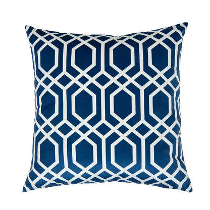 intersecting geometric navy & white cushion cover living room