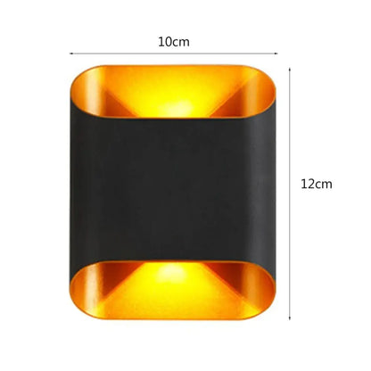 Modern black & gold curved led outdoor wall lights garden sconce