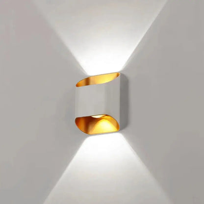 Modern black & gold curved led outdoor wall lights garden sconce
