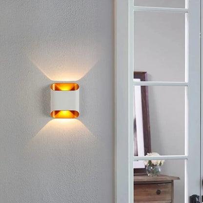 Modern black & gold curved led outdoor wall lights garden sconce