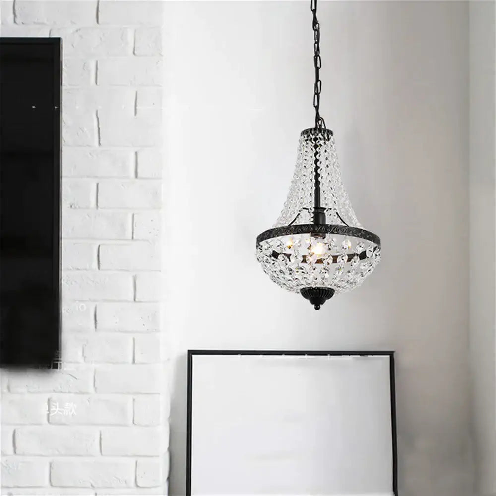 iron art crystal chandelier dining room black metal light