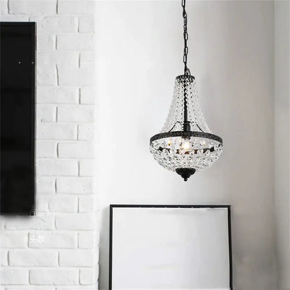 iron art crystal chandelier dining room black metal light